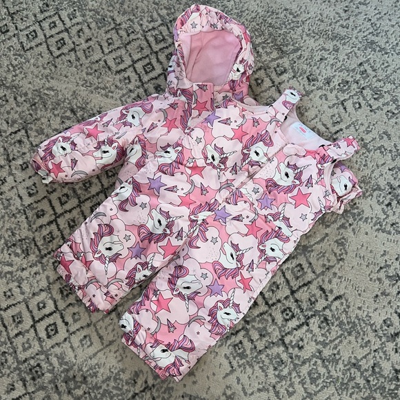 18-24 Month The Children’s Place Unicorn 2 Piece Winter Coat and Overalls - Picture 1 of 11